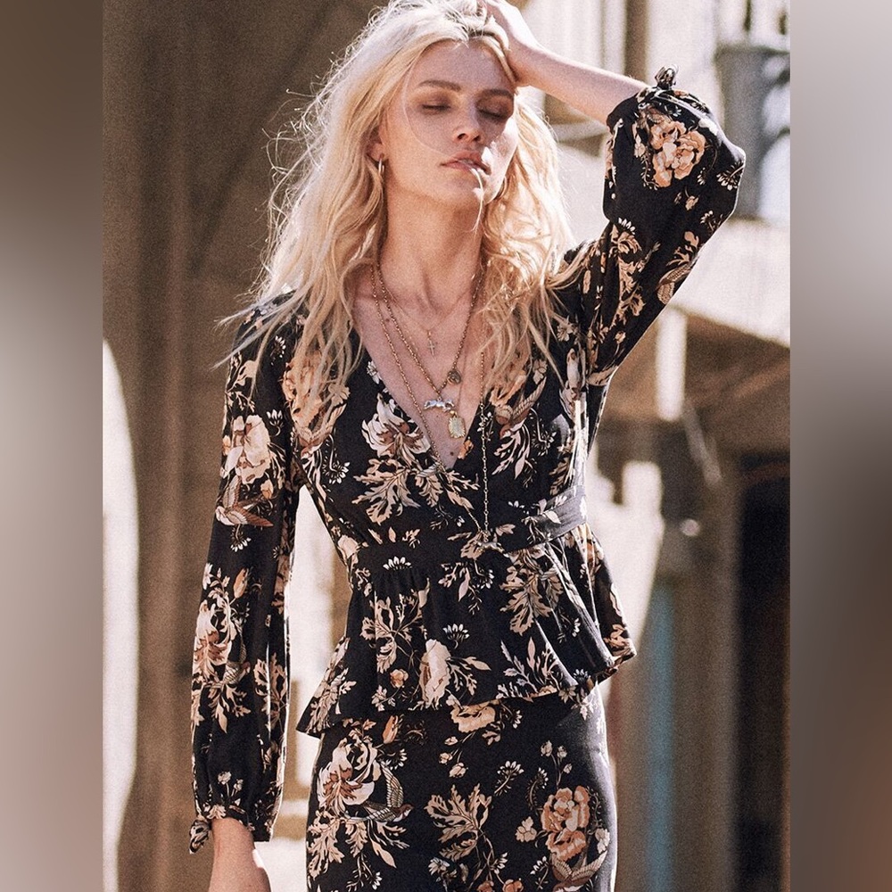 SPELL Rosa Wrap Blouse Coal